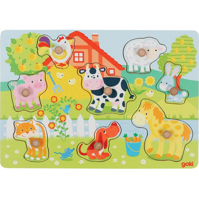 goki 57392 Puzzle - goki Steckpuzzle Bauernhoftiere