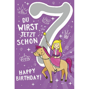 Depesche 5698-014 Karten mit Musik - # 14 - Du wirst jetzt schon 7 Happy Birthday - Zahl 7 - lila