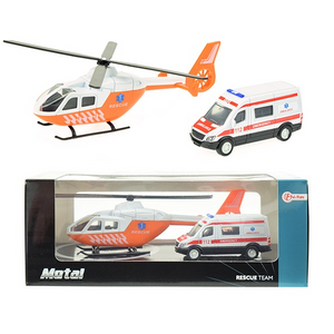 Toi-toys 23526A Cars&Trucks - Rescue Team - Helikopter und Rettungsfahrzeug