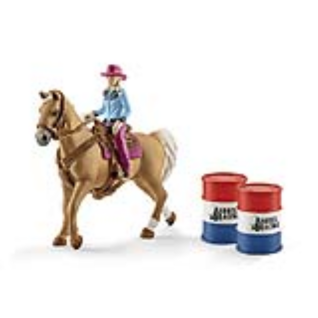 Schleich 41417 Farm World - Barrel Racing mit Cowgirl