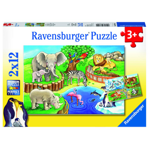 Ravensburger 07616 Kinder-Puzzle - Baustelle und Bauernhof (2x12 Teile)