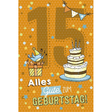 Depesche 5698-025 Karten mit Musik - # 25 - Alles Gute zum Geburtstag! - Zahl 15 - orange