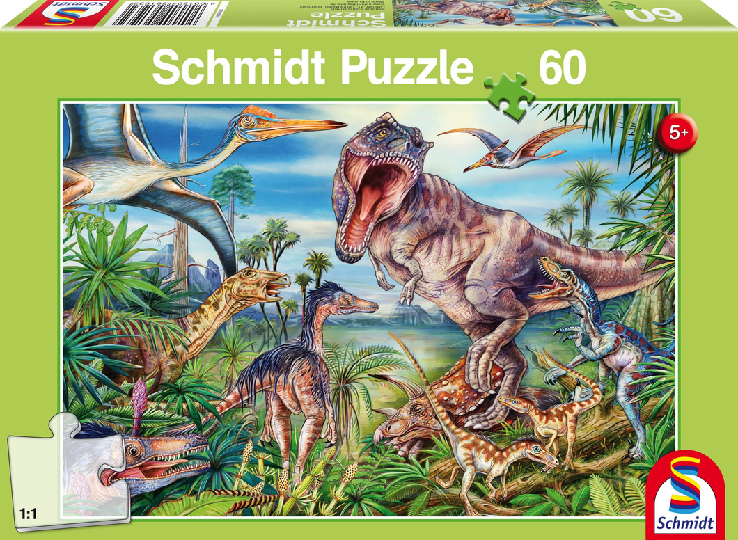 Schmidt Spiele 56193 Kinderpuzzle - Bei den Dinosauriern -  60 Teile