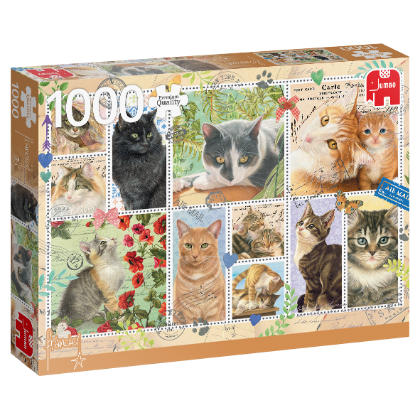 Jumbo Spiele 18813 Jumbo Puzzle - # 1000 - Briefmarken mit Katzen