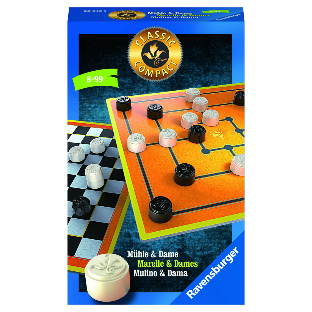 Ravensburger 20545 Mitbringspiele - Classic Compact: Mühle und Dame