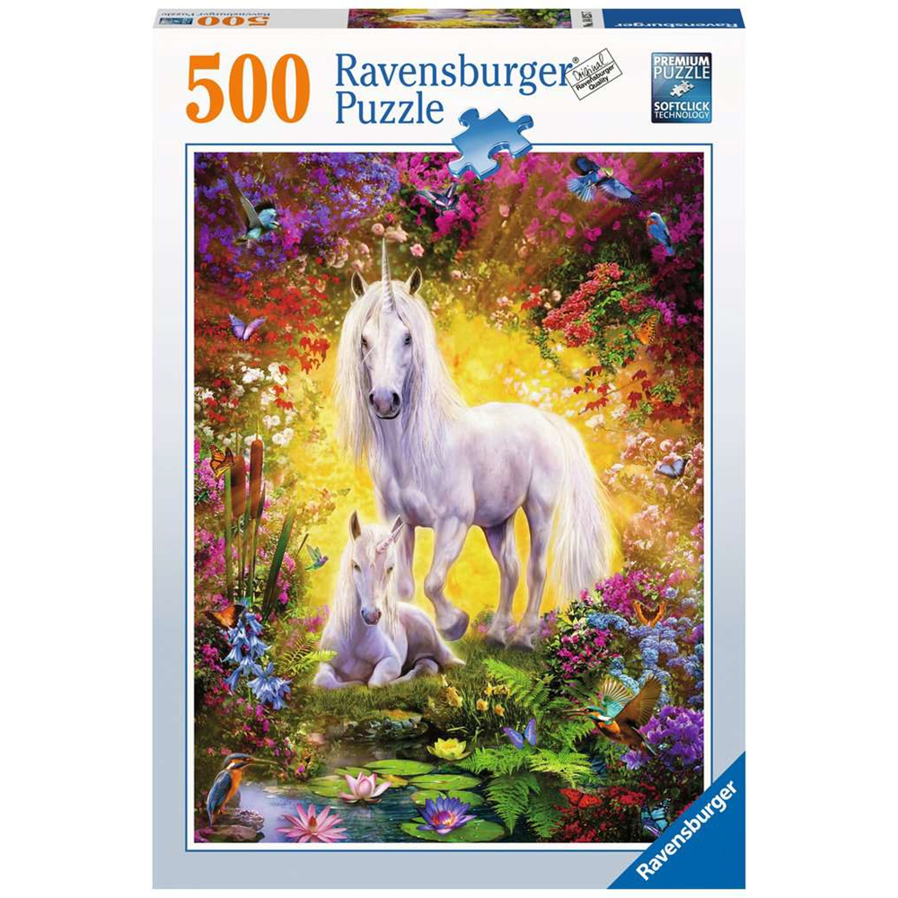 Ravensburger 14825 Erwachsenen-Puzzle Puzzle 7 - Einhorn mit Fohlen - 500 Teile