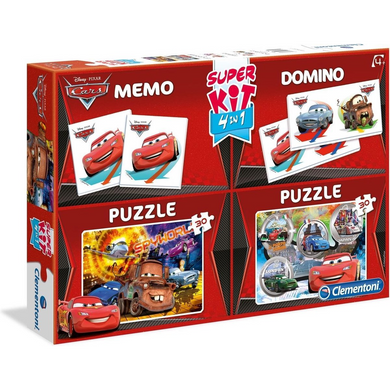 Clementoni 08201 Disney Cars - Super kit 4in1 - Puzzle 2x30 + Memo + Domino