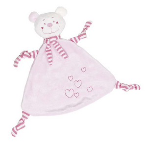goki 65114 cause - Kuscheltuch - Bär mit Herzen (rosa)