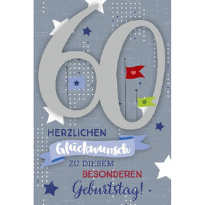 Depesche 5698-078 Karten mit Musik - # 78 - Herzlichen Glückwunsch zu diesem besonderen Geburtstag! - Zahl 60 - blaugrau