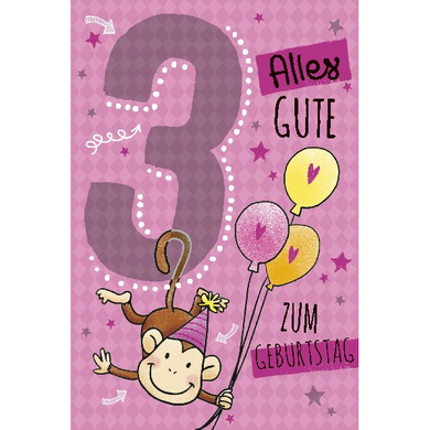 Depesche 5698-006 Karten mit Musik - # 6 - Alles Gute zum Geburtstag - Zahl 3 - rosa