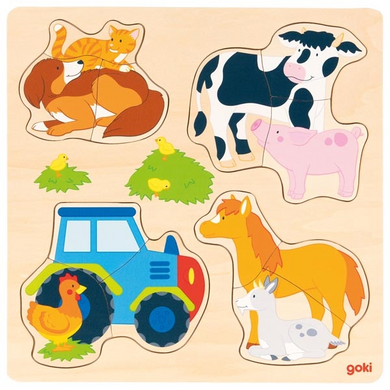 goki 57430 Holzpuzzle - Einlegepuzzle - Bauernhoftiere