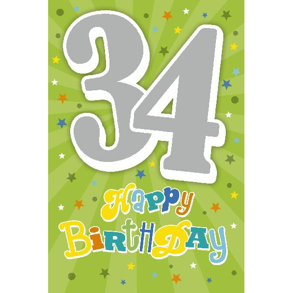 Depesche 5698-047 Karten mit Musik - # 47 - Happy Birthday - Zahl 34 - grün