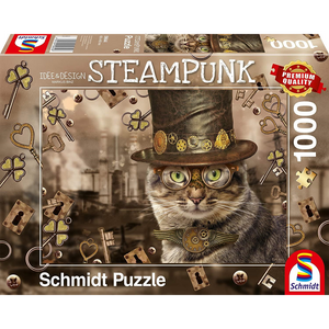 Schmidt Spiele 59644 Erwachsenenpuzzle - # 1000 - Markus Binz - Steampunk Katze - 1000 Teile